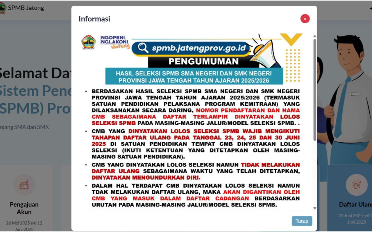Hasil Seleksi SPMB SMKN 2 Karanganyar Tahun 2025