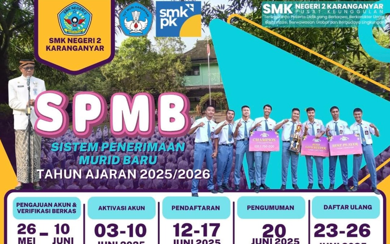 Flayer Sistem Penerimaan Peserta Didik Baru SMKN 2 Karanganyar Tahun Ajaran 2025/2026